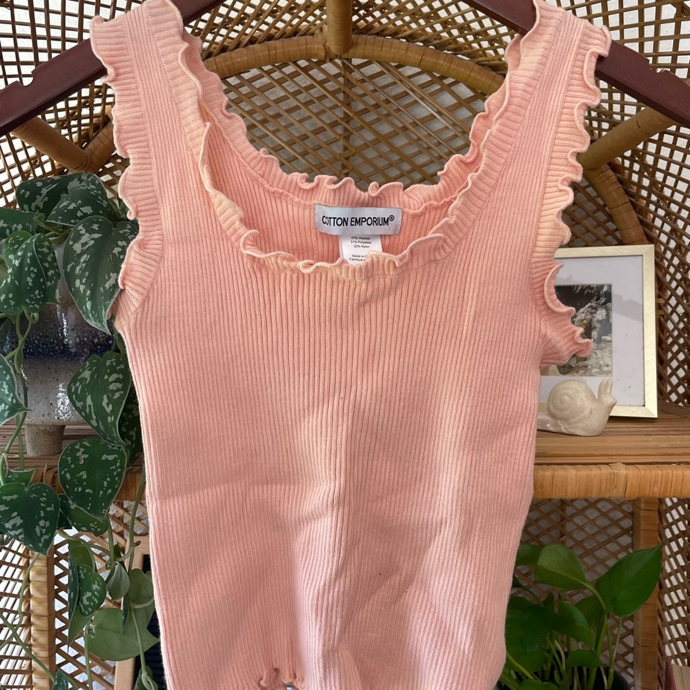 Cotton Emporium Ruffle Trim Tank Top